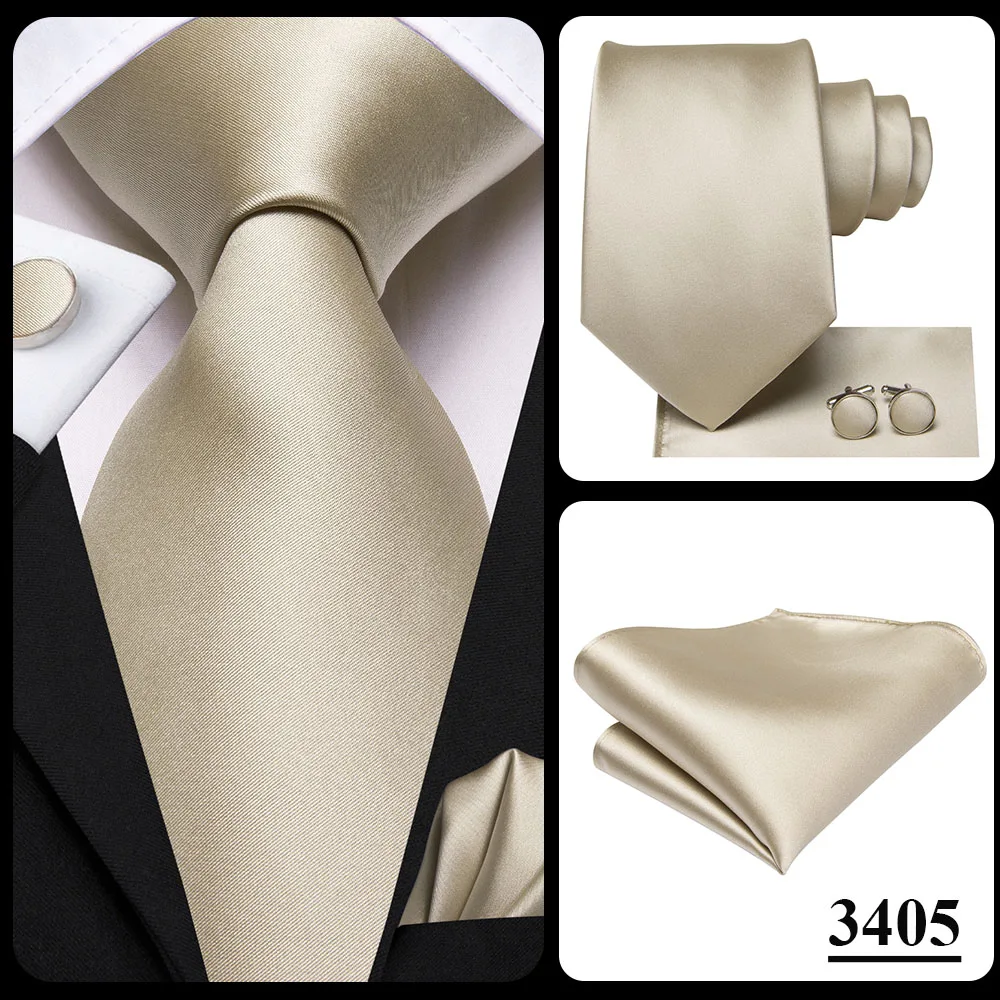 Hi-Tie Champagne Floral Paisley Silk Elegant Tie For Men Groom Wedding Men Necktie Pocket Square Cufflink Accessory Wholesale - Image 11