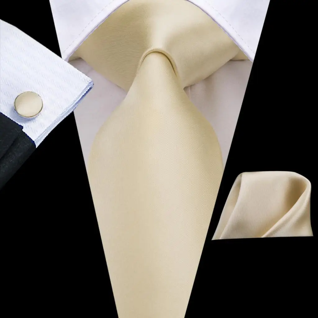 Hi-Tie Champagne Floral Paisley Silk Elegant Tie For Men Groom Wedding Men Necktie Pocket Square Cufflink Accessory Wholesale - Image 68