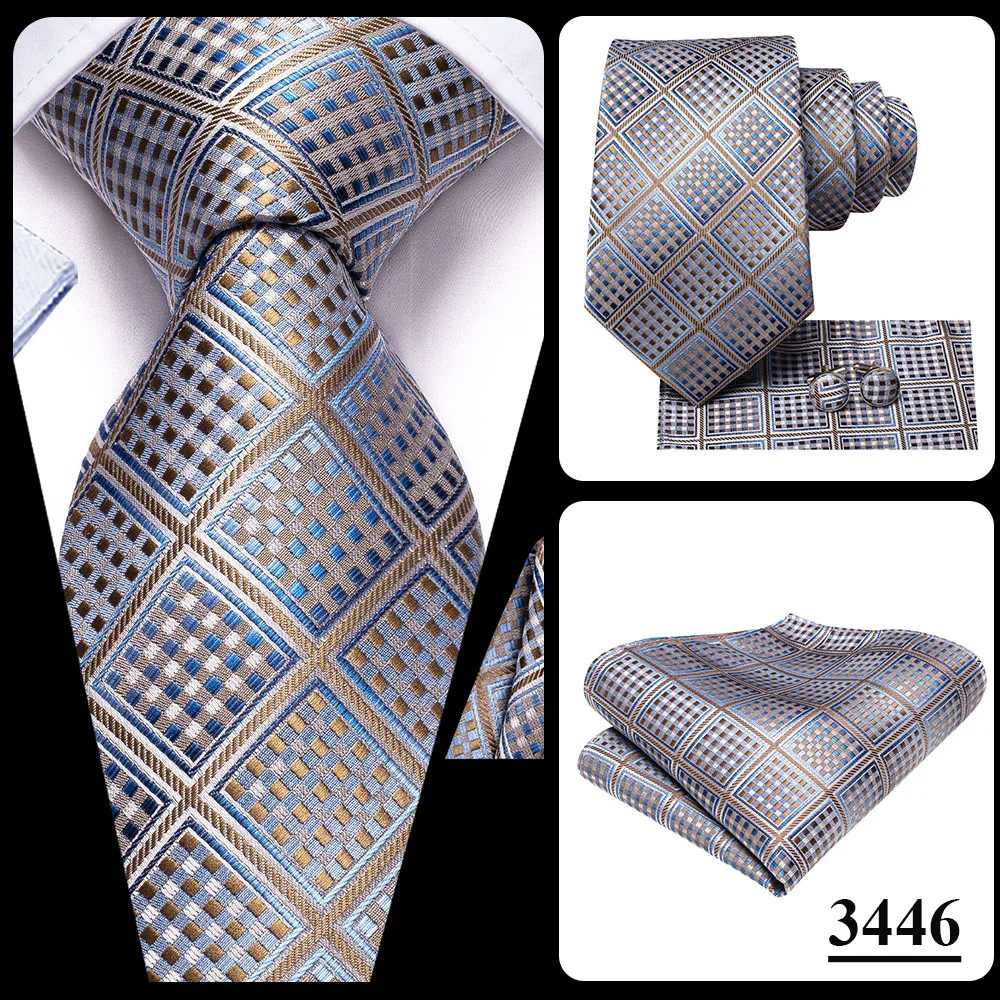 Hi-Tie Champagne Floral Paisley Silk Elegant Tie For Men Groom Wedding Men Necktie Pocket Square Cufflink Accessory Wholesale - Image 29