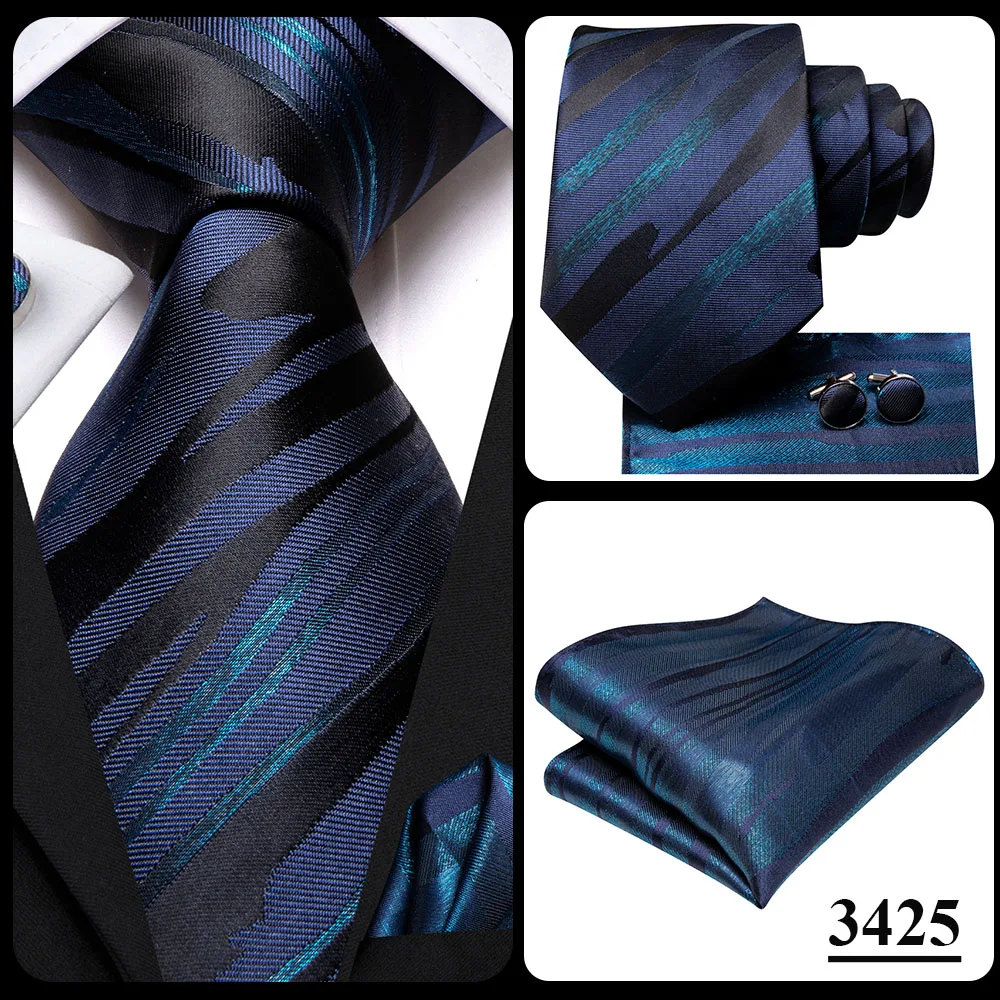 Hi-Tie Peacock Blue Novelty Design Silk Wedding Tie For Men Hanky Cufflinks Gift Mens Necktie Set Business Party Dropshipping - Image 40