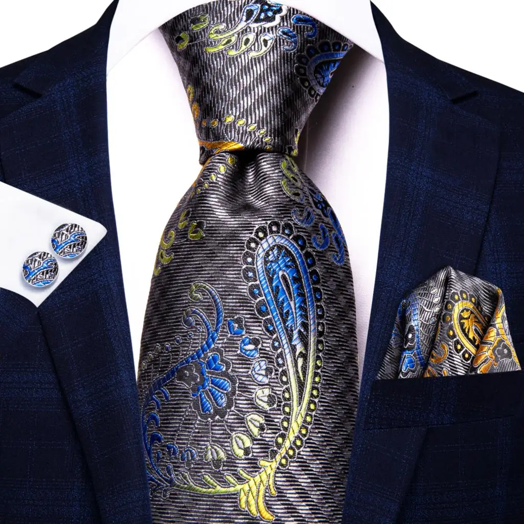 Hi-Tie Peacock Blue Novelty Design Silk Wedding Tie For Men Hanky Cufflinks Gift Mens Necktie Set Business Party Dropshipping - Image 66