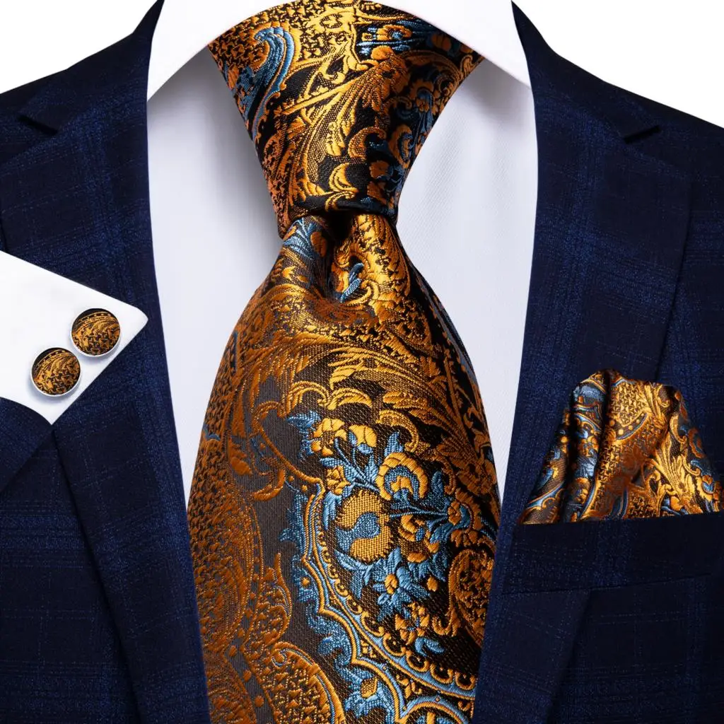 Hi-Tie Peacock Blue Novelty Design Silk Wedding Tie For Men Hanky Cufflinks Gift Mens Necktie Set Business Party Dropshipping - Image 93