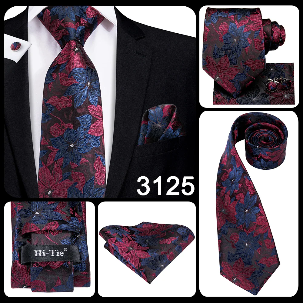 Hi-Tie Peacock Blue Novelty Design Silk Wedding Tie For Men Hanky Cufflinks Gift Mens Necktie Set Business Party Dropshipping - Image 20