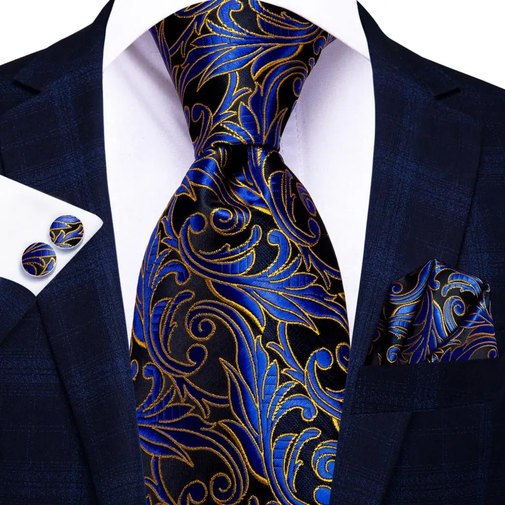 Hi-Tie Peacock Blue Novelty Design Silk Wedding Tie For Men Hanky Cufflinks Gift Mens Necktie Set Business Party Dropshipping - Image 69