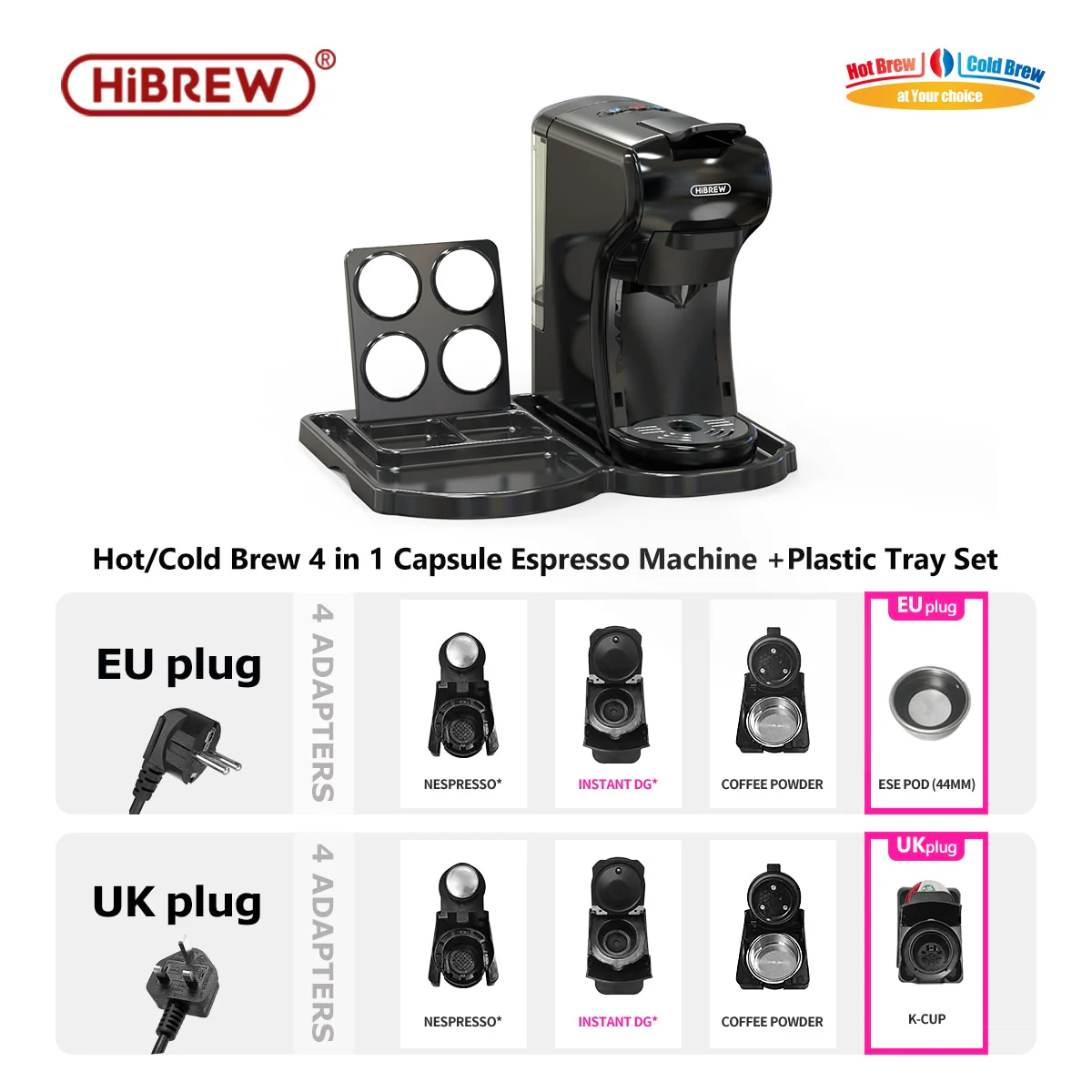 HiBREW Coffee Machine 19 Bar 4in1 Hot &amp; Cold Multiple Capsule Espresso Cafetera Pod Coffee Maker Dolce Milk Nexpresso Powder H1A - Image 3