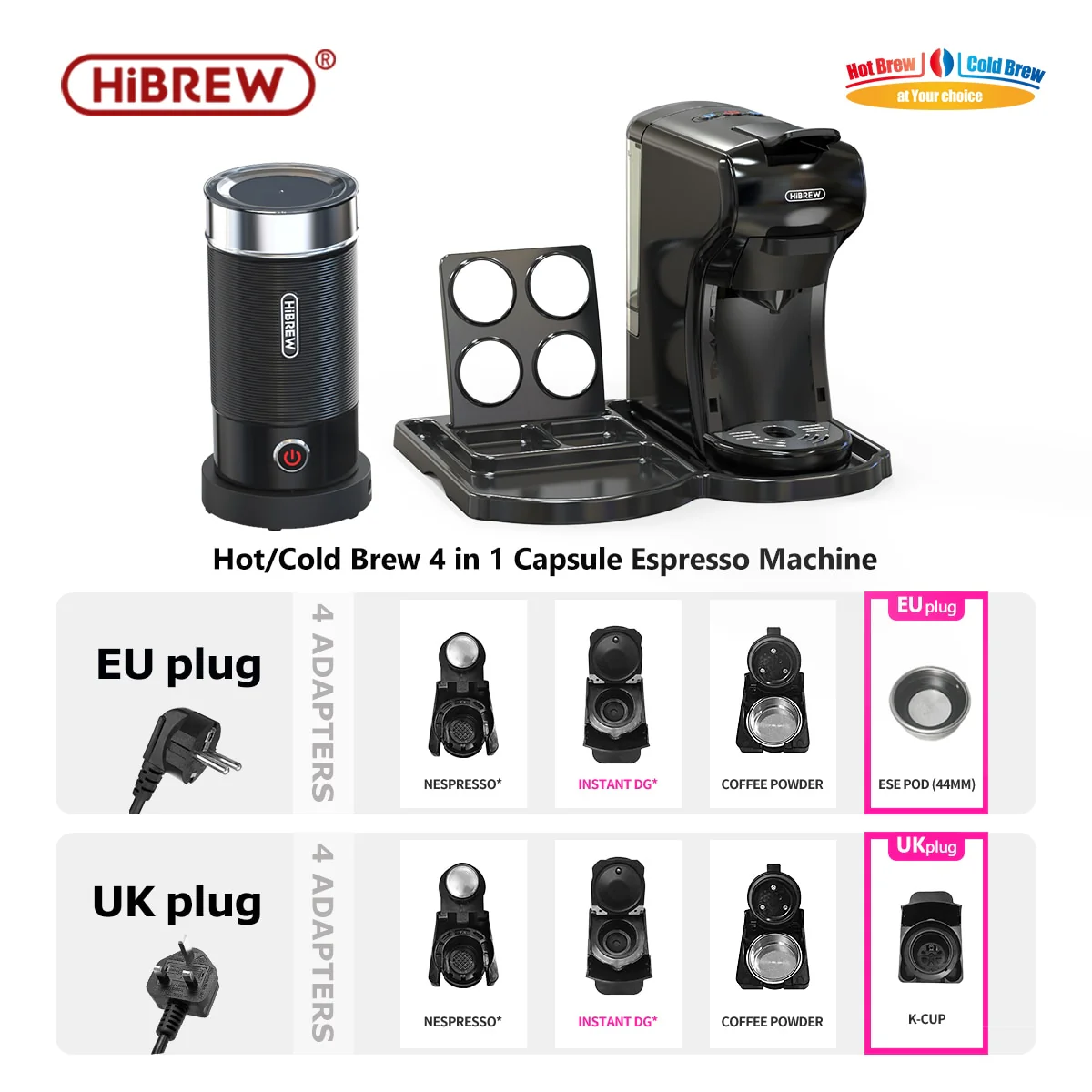 HiBREW Coffee Machine 19 Bar 4in1 Hot &amp; Cold Multiple Capsule Espresso Cafetera Pod Coffee Maker Dolce Milk Nexpresso Powder H1A - Image 4