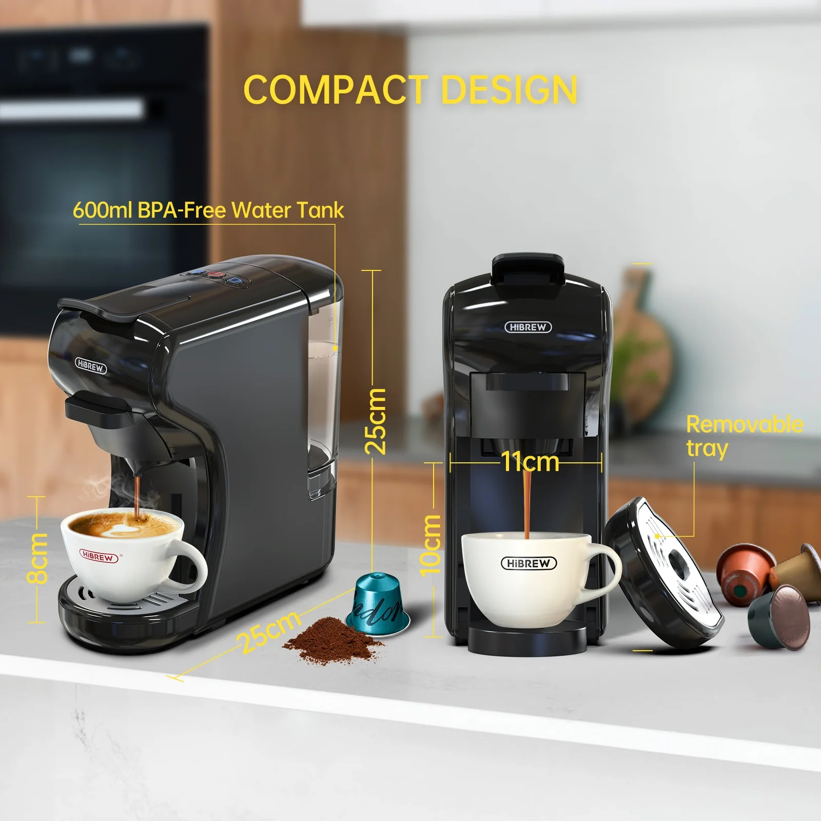 HiBREW Coffee Machine 19 Bar 4in1 Hot &amp; Cold Multiple Capsule Espresso Cafetera Pod Coffee Maker Dolce Milk Nexpresso Powder H1A - Image 5