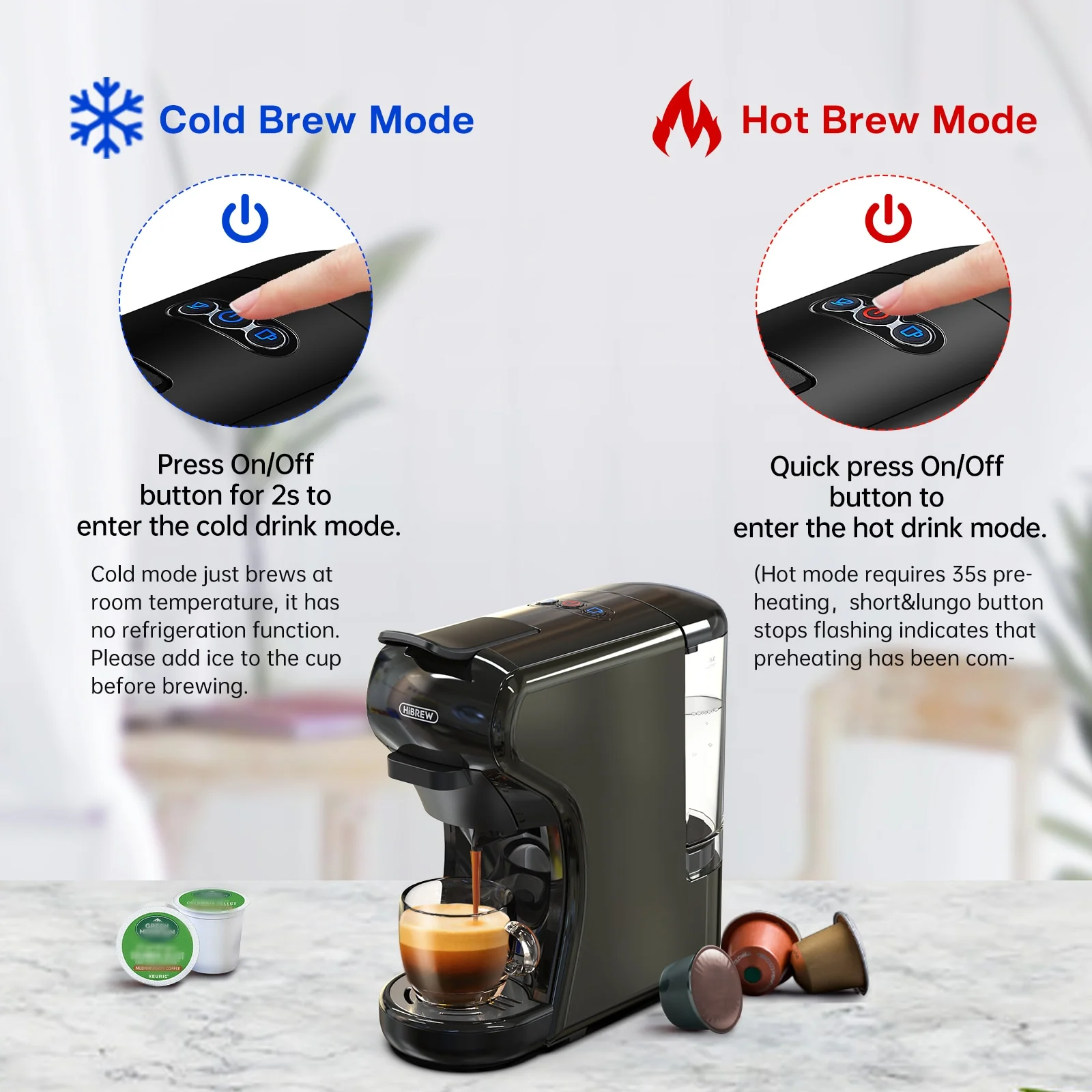 HiBREW Coffee Machine 19 Bar 4in1 Hot &amp; Cold Multiple Capsule Espresso Cafetera Pod Coffee Maker Dolce Milk Nexpresso Powder H1A - Image 6