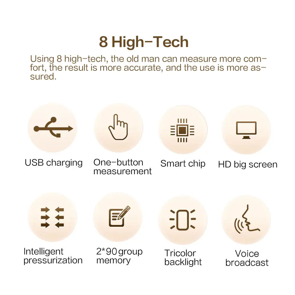 High Accurate Rechargeable Digital Sphygmomanometer Bp Monitors Electronic Tonometer Arm Cuff Blood Pressure Monitor Talking BPM - Image 3