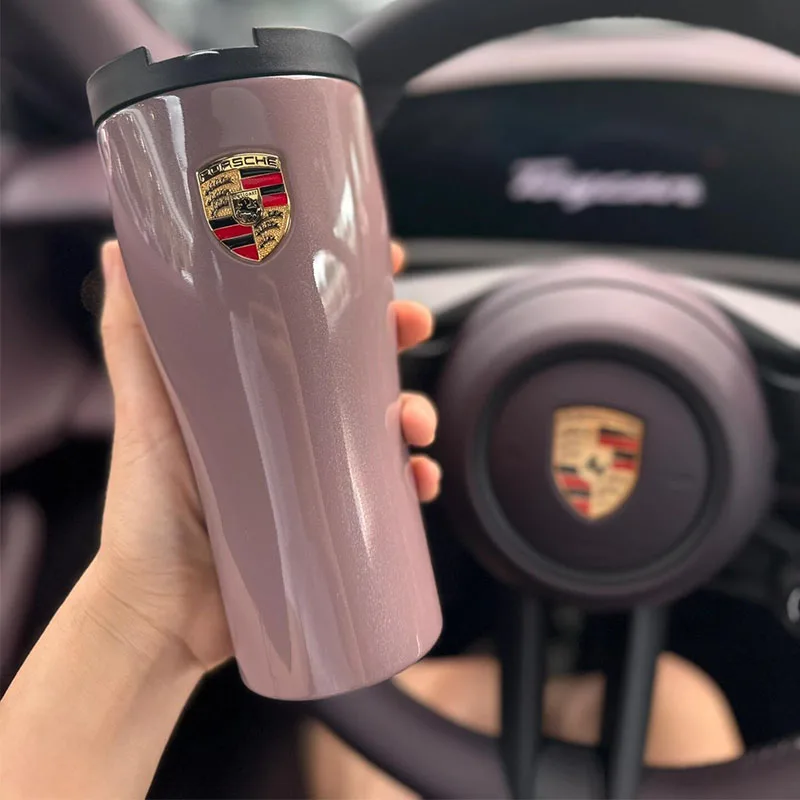 High end car stainless steel insulated cup powder pig metal gray hot and cold water cup 4S store glacier blue black - Image 6