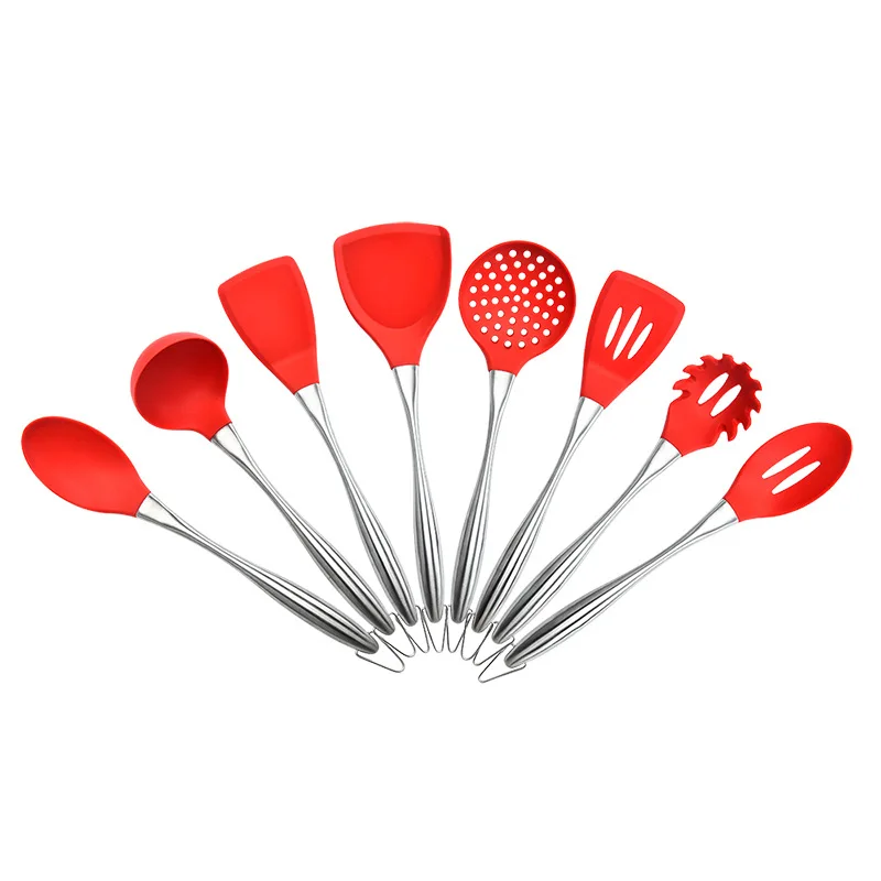 High-end Nordic Style Kitchenware Silicone Spatula Stainless Steel Handle Non-stick Utensils Shovel Soup Spoon Set Kitchen Tools - Image 5