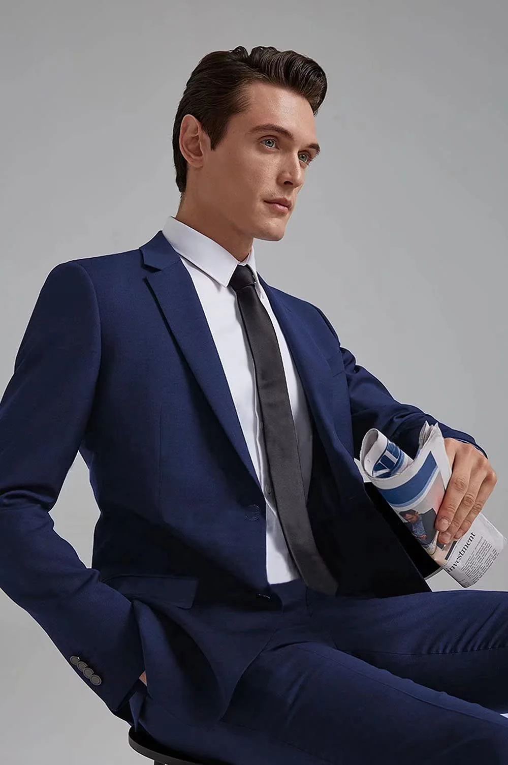 High-End Suits Men Suit 3 Pieces Slim Fit, Navy Blue Groomsmen Suit Business Suit for Men 2 Buttons Prom Tuxedo 3XL/4842 - Image 5