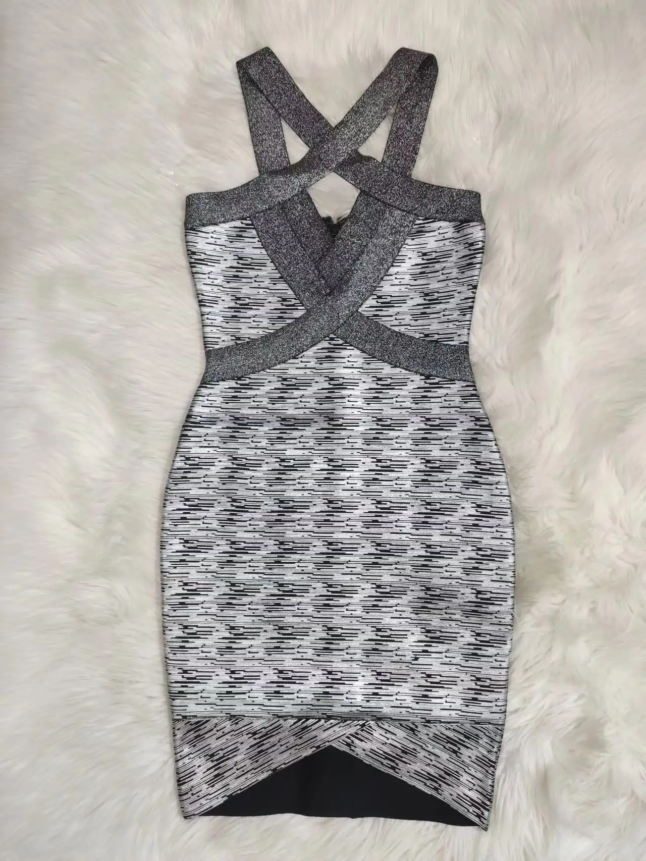 High Quality 2022 Black Gold Sleeveless Foiling Print Rayon Bandage Dress Fashion Club Party Dress Vestidos - Image 3