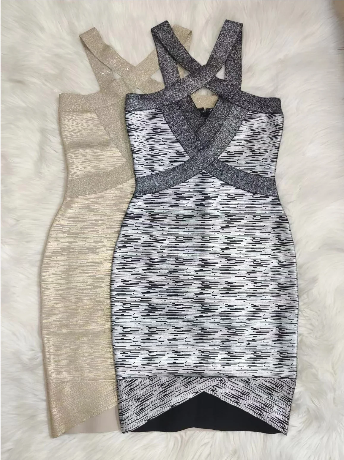 High Quality 2022 Black Gold Sleeveless Foiling Print Rayon Bandage Dress Fashion Club Party Dress Vestidos - Image 6