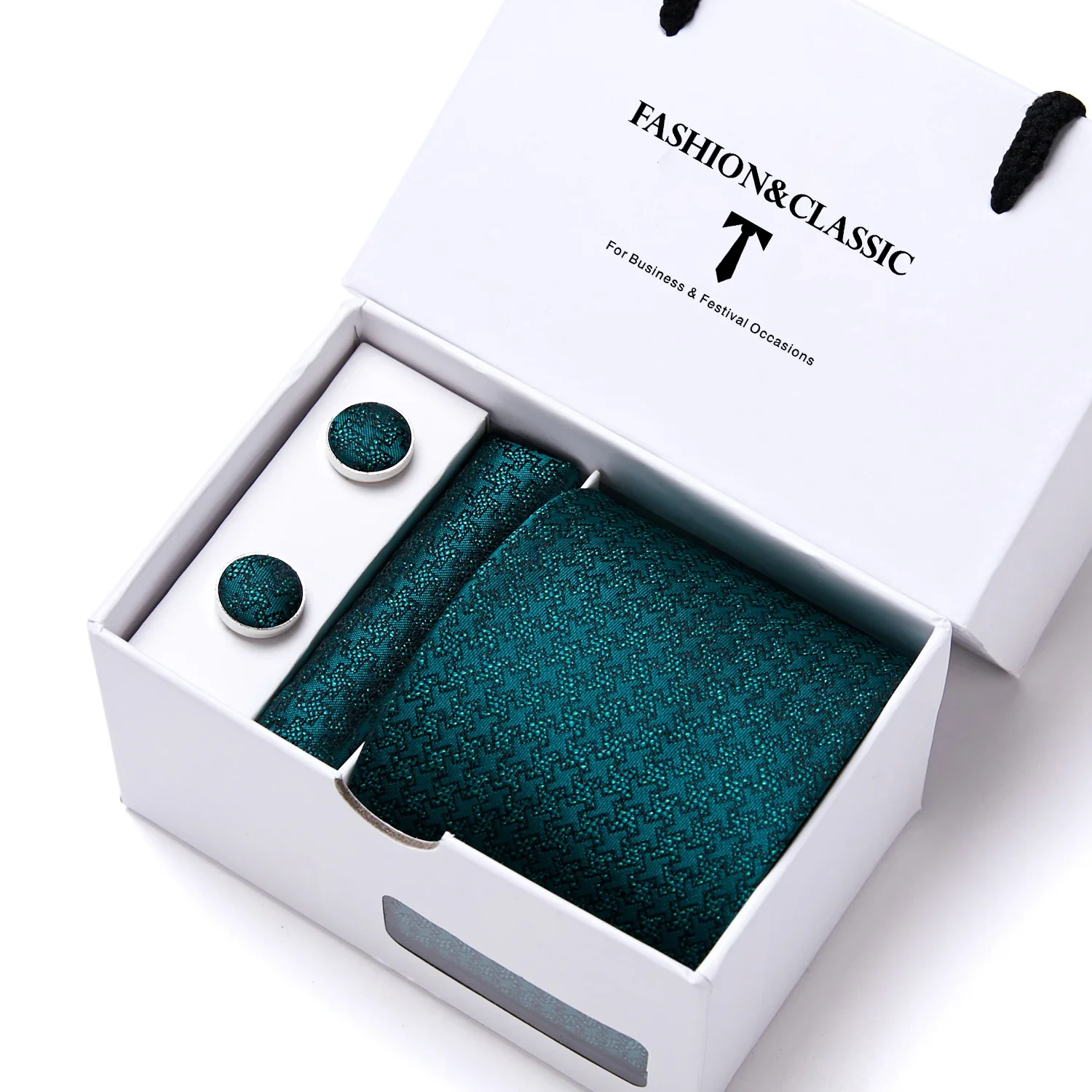 High Quality 7.5 cm Stripe Blue Tie Pocket Square Cufflinks Set For Men Gift Box Wedding Gravatas Fit Workplace - Image 67