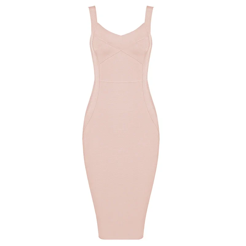 High Quality Women Sleeveless Rayon Bandage Dress Celebrity Elegant Green Purple Pink Bodycon Cocktail Party Dress Vestidos - Image 12