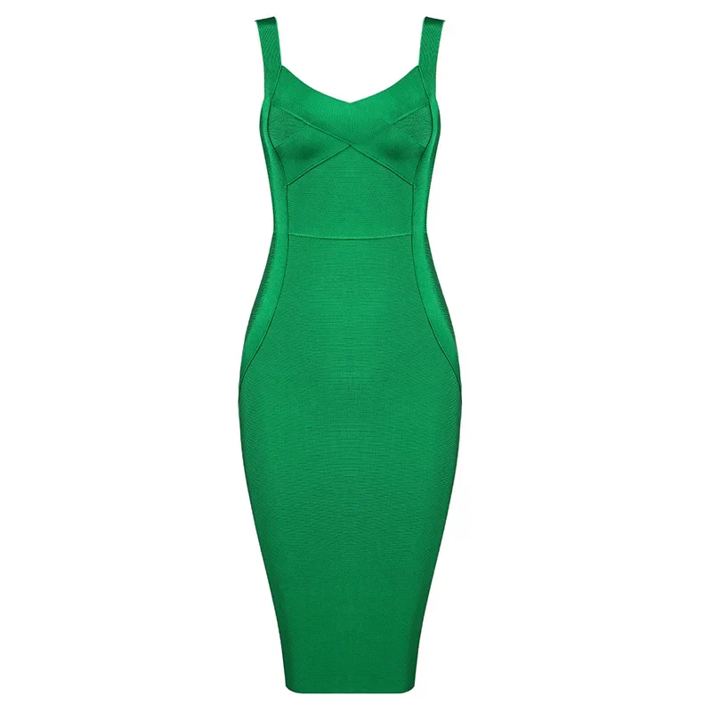 High Quality Women Sleeveless Rayon Bandage Dress Celebrity Elegant Green Purple Pink Bodycon Cocktail Party Dress Vestidos - Image 13