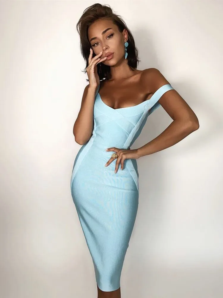 High Quality Women Sleeveless Rayon Bandage Dress Celebrity Elegant Green Purple Pink Bodycon Cocktail Party Dress Vestidos - Image 3