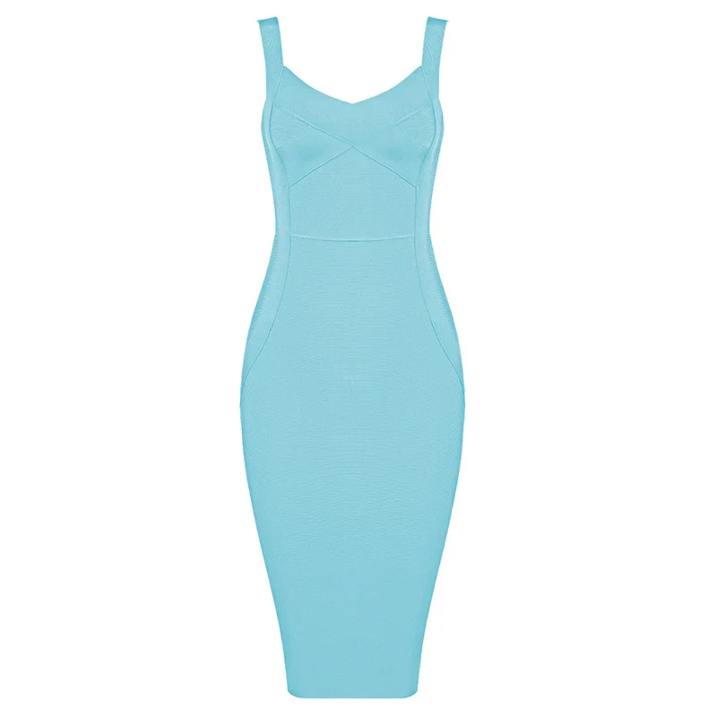 High Quality Women Sleeveless Rayon Bandage Dress Celebrity Elegant Green Purple Pink Bodycon Cocktail Party Dress Vestidos - Image 8