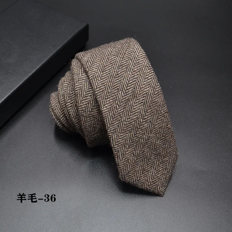 High quality Wool Narrow Tie For Male Work Casual Wedding Groom 6CM Neckties Neckwear Formal Neckcloth Groomsmen Ties men gifts - Image 32