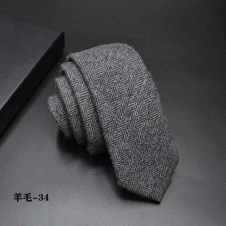 High quality Wool Narrow Tie For Male Work Casual Wedding Groom 6CM Neckties Neckwear Formal Neckcloth Groomsmen Ties men gifts - Image 5
