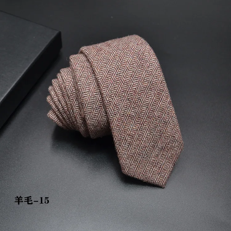 High quality Wool Narrow Tie For Male Work Casual Wedding Groom 6CM Neckties Neckwear Formal Neckcloth Groomsmen Ties men gifts - Image 8