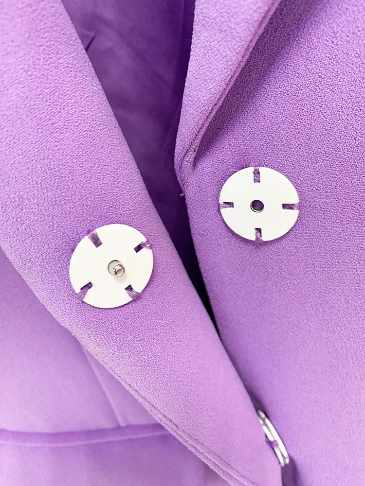 HIGH STREET Newest 2025 Designer Stylish Fashion Women's Pearls Chain Diamonds Beaded Hollow Out Bow Sleeve Blazer Dress - Image 14