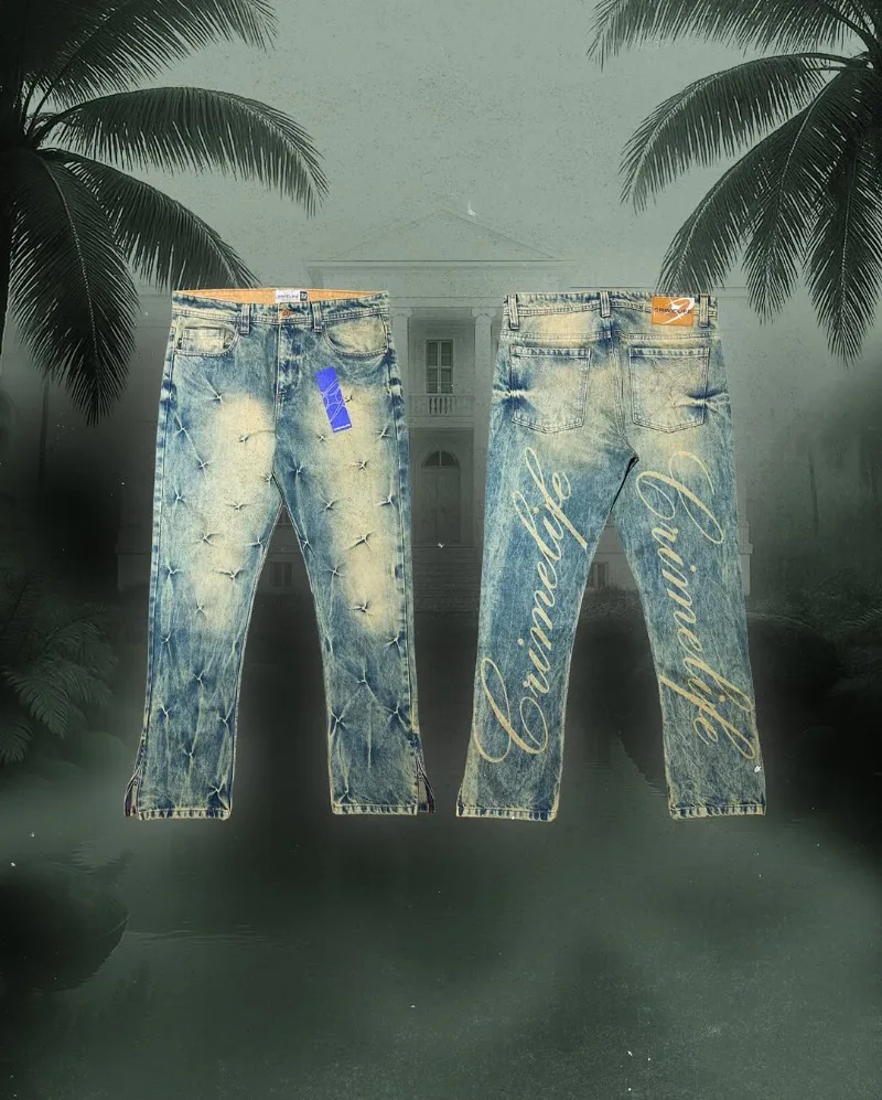 High Street Y2K Harajuku oversized English letter pattern zipper jeans retro hip hop gothic trendy versatile men pants - Image 5