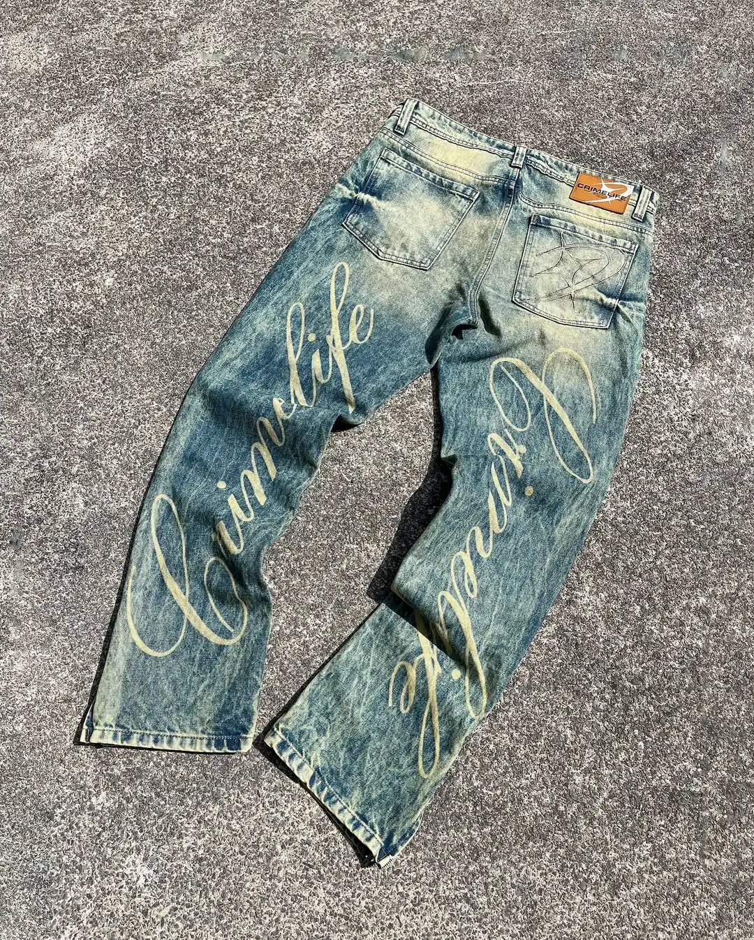 High Street Y2K Harajuku oversized English letter pattern zipper jeans retro hip hop gothic trendy versatile men pants - Image 7