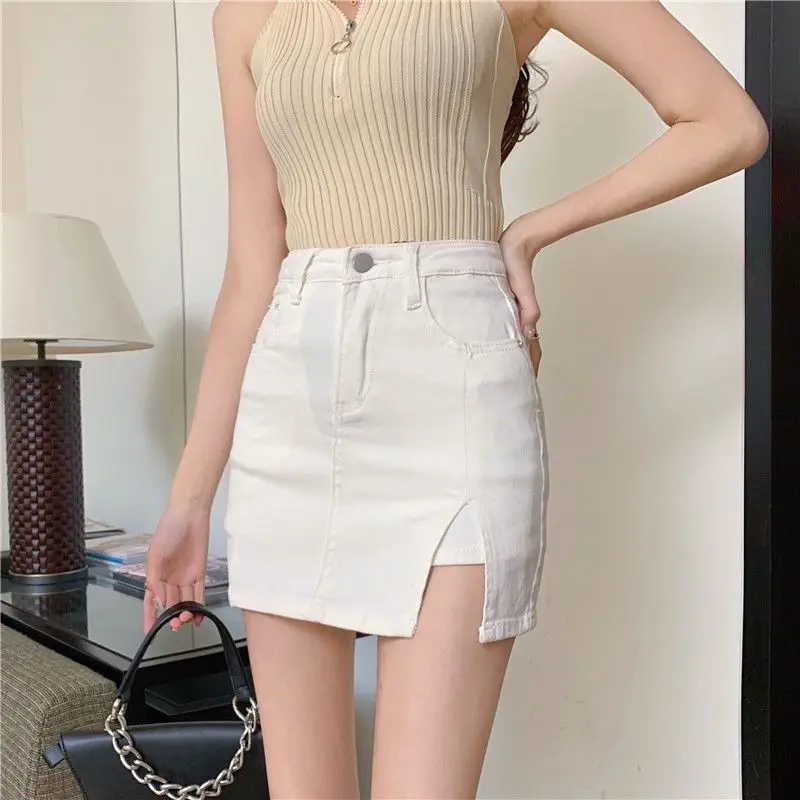 High Waist Denim Mini Skirt with Shorts Women 2023 Summer Korean Style Hip Wrap Culotte Skirts Woman Y2K A Line Skirt Streetwear - Image 4
