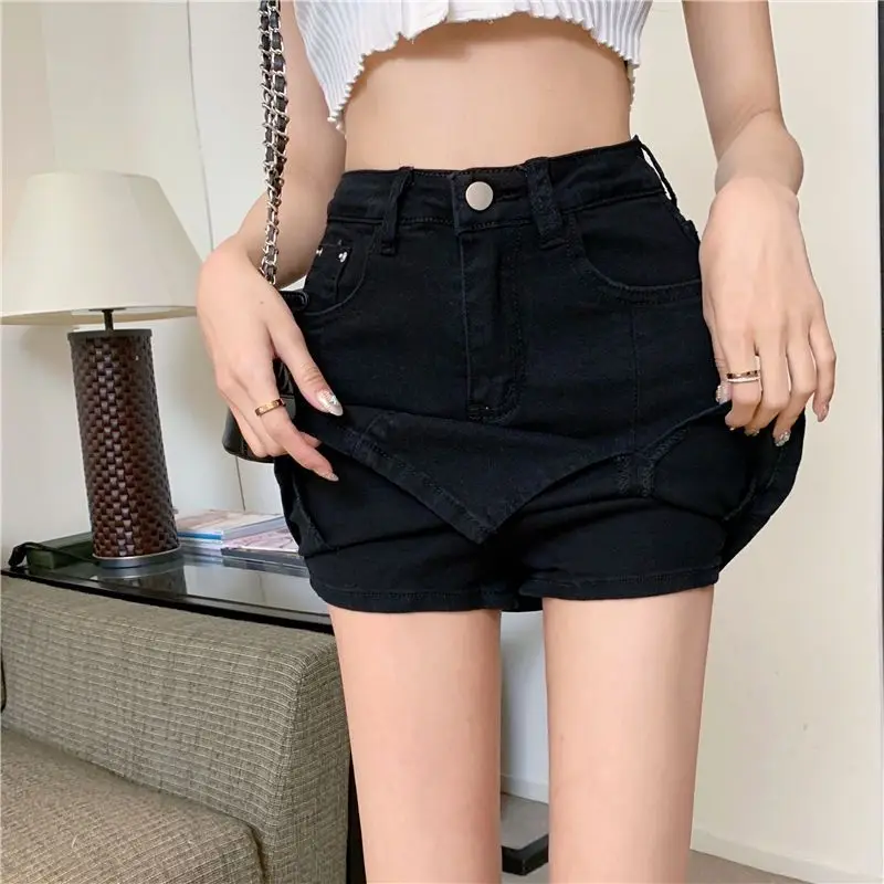 High Waist Denim Mini Skirt with Shorts Women 2023 Summer Korean Style Hip Wrap Culotte Skirts Woman Y2K A Line Skirt Streetwear - Image 7