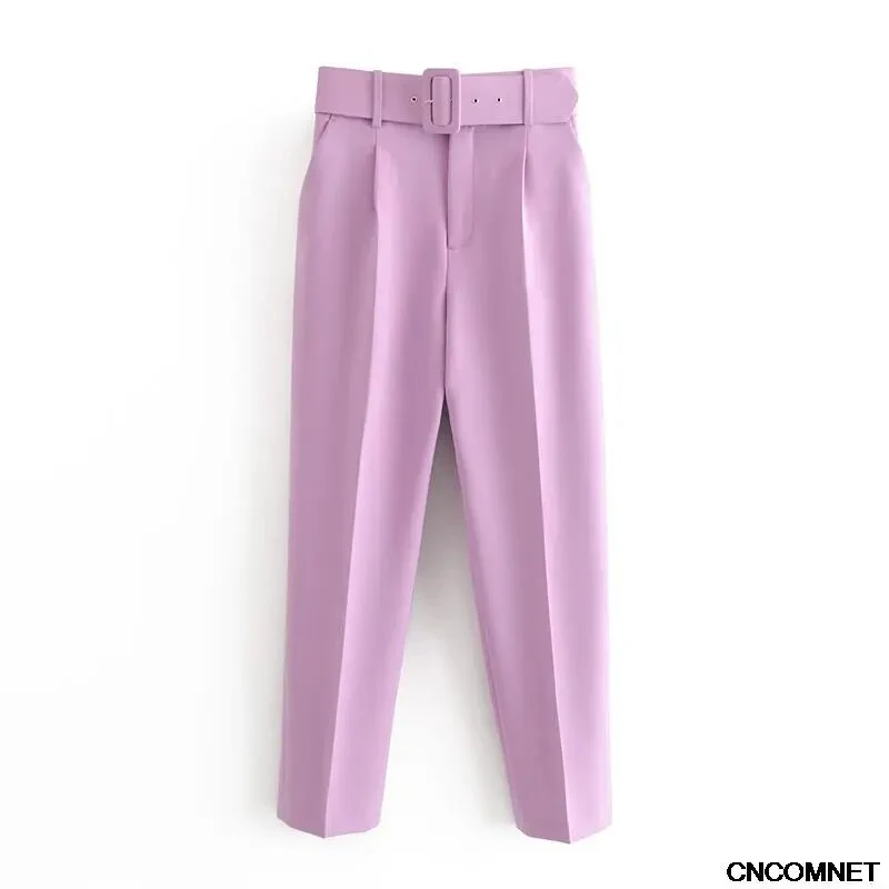 High Waist Pants For Women With Belt Elegant Office Lady Y2K Pant Korean Fashion Solid Color Trousers For Women's Clothing 2021 - Image 14