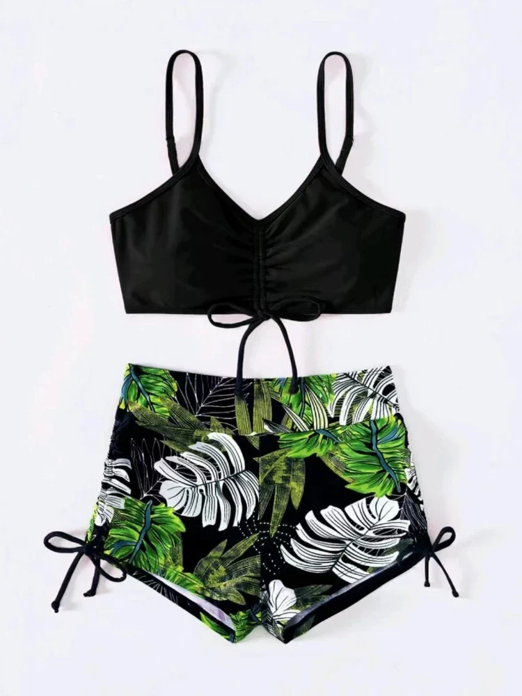 High Waist Swimsuit Women Sexy Summer Micro Bikini Set Plus Size Swimwear Drawstring Print Bathing Suit 2024 Mujer Beach Wear XL - Image 5