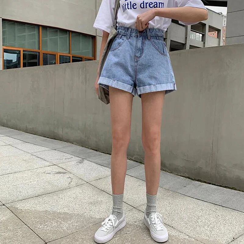 High Waisted Denim Shorts for Women Casual Loose Shorts Ladies Fashion Elastic Waist Wide Leg Short Jeans Summer New 2024 - Image 5