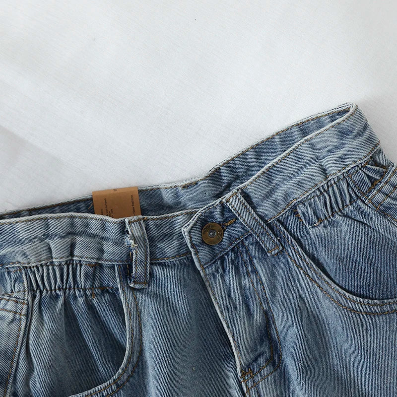 High Waisted Denim Shorts for Women Casual Loose Shorts Ladies Fashion Elastic Waist Wide Leg Short Jeans Summer New 2024 - Image 6