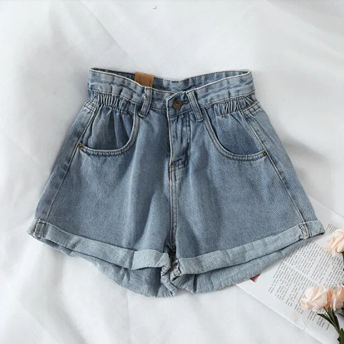 High Waisted Denim Shorts for Women Casual Loose Shorts Ladies Fashion Elastic Waist Wide Leg Short Jeans Summer New 2024 - Image 8