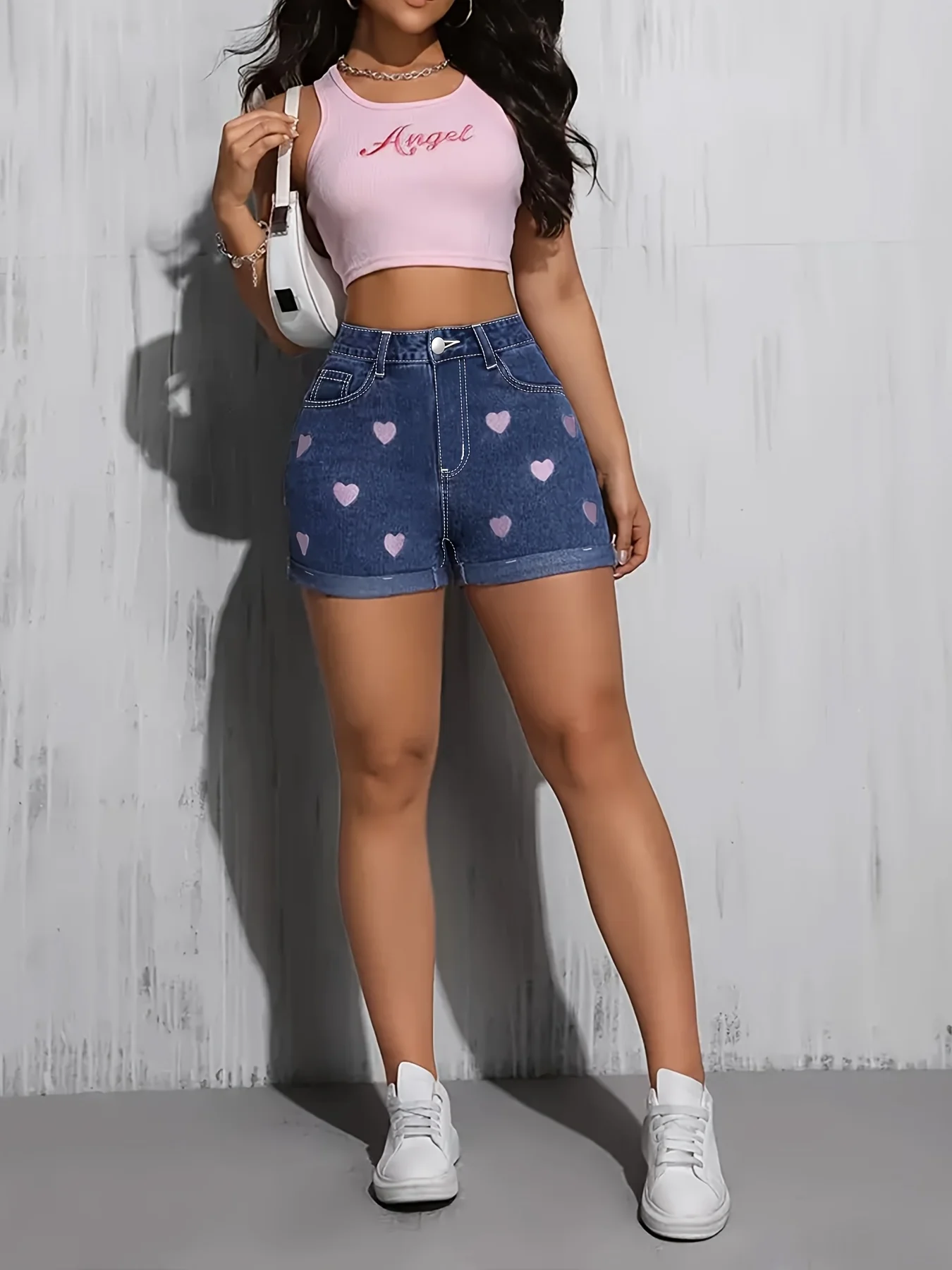 [High Waisted] Denim Shorts | High Waisted | Embroidered | Comfortable | Summer - Image 4