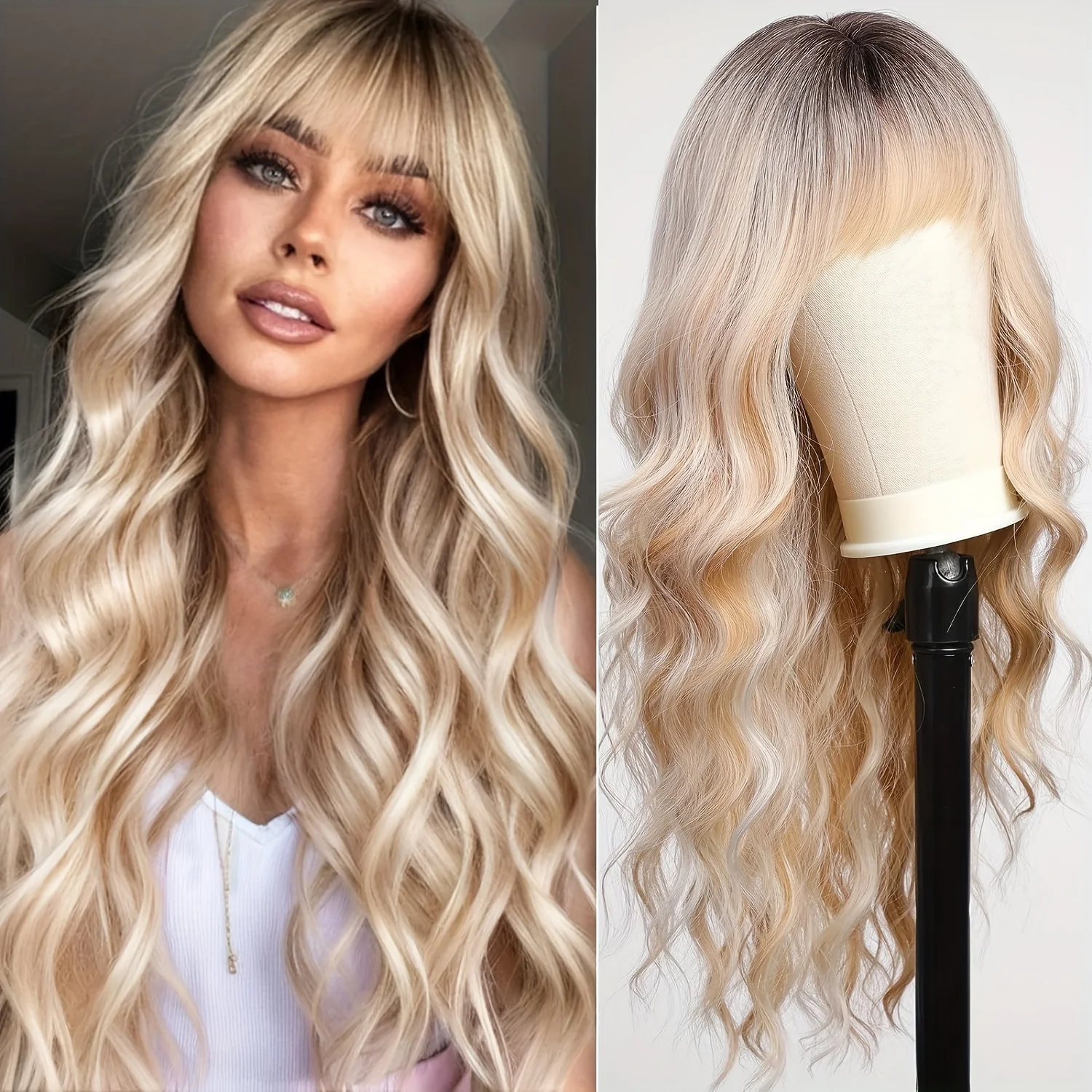 Highlight Long Curly Wavy Wig Synthetic Wig Beginners Friendly Heat Resistant Elegant For Daily Use Wigs For Women - Image 9
