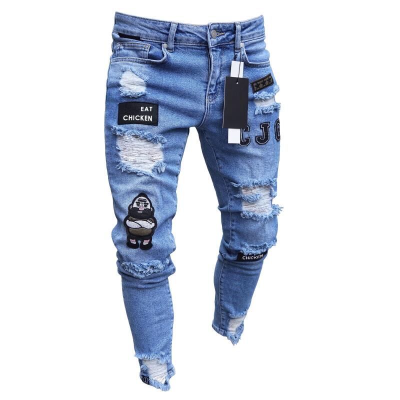 Hirigin 2019 Jeans Men Fear Of Gold Skinny Jeans Fashion Biker Steetwear Distressed Ripped Denim Pencil Style Slim Mens Clothes - Image 2