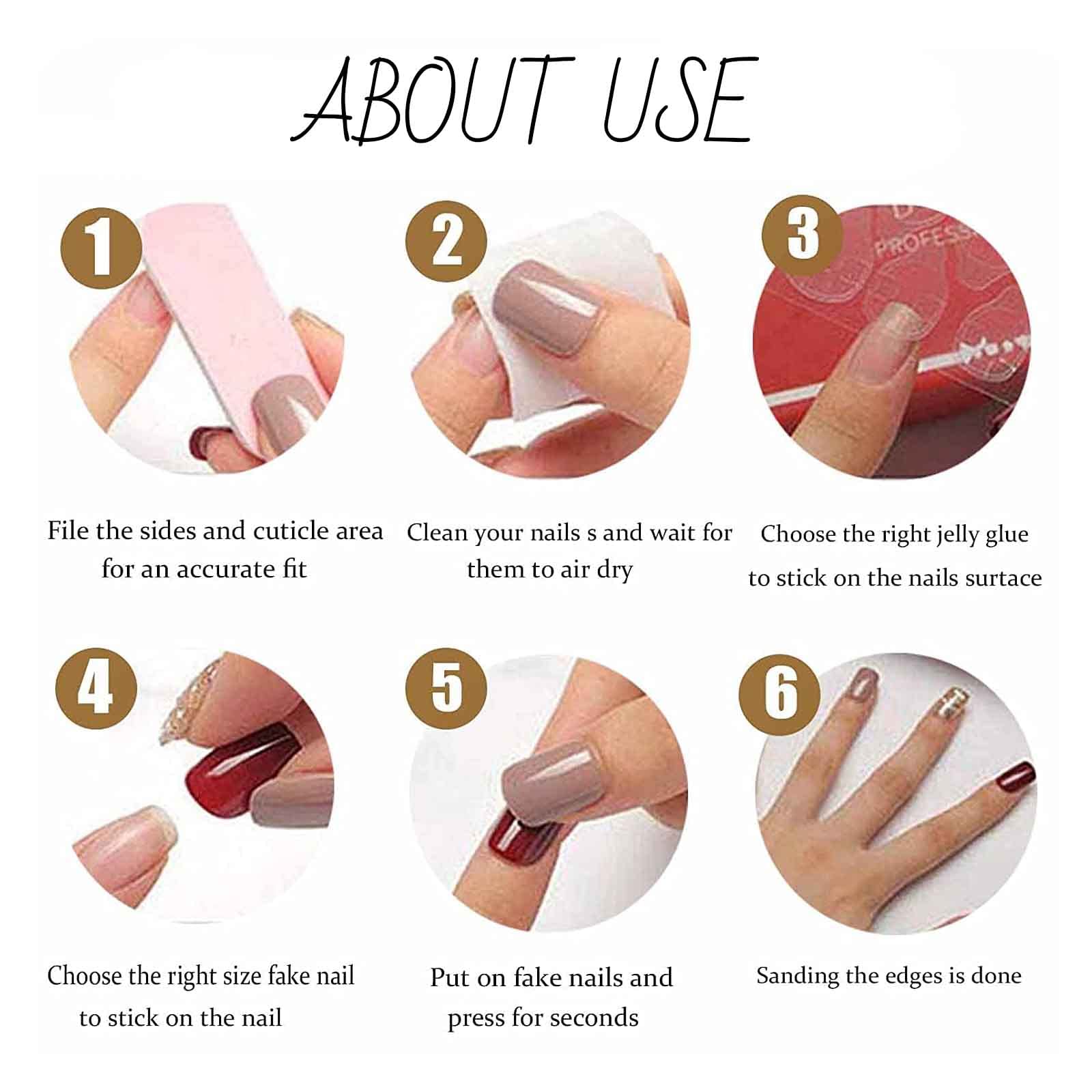 Hkanlre Long Press on Nails Bling Fake Nails French Acrylic Square False Nails for Women and Girls 24PCS (Style26) - Image 3
