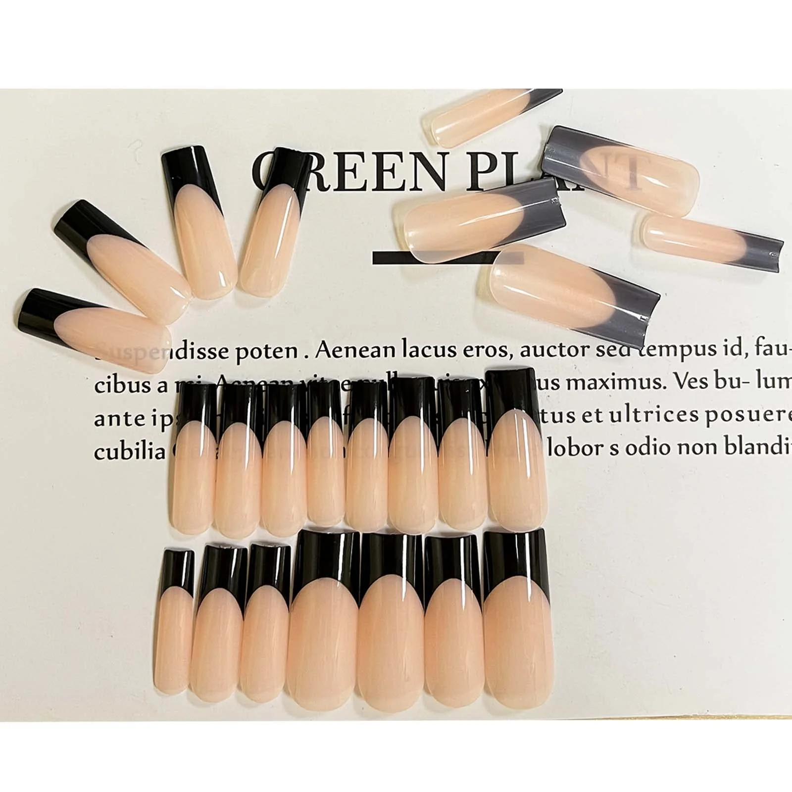 Hkanlre Long Press on Nails Bling Fake Nails French Acrylic Square False Nails for Women and Girls 24PCS (Style26) - Image 5