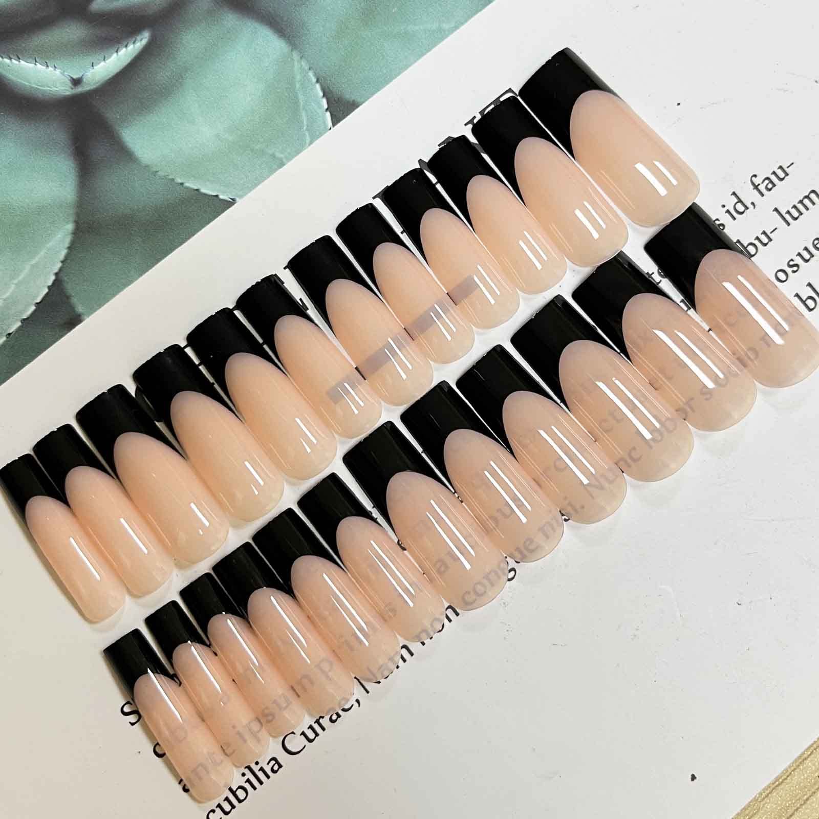 Hkanlre Long Press on Nails Bling Fake Nails French Acrylic Square False Nails for Women and Girls 24PCS (Style26) - Image 6