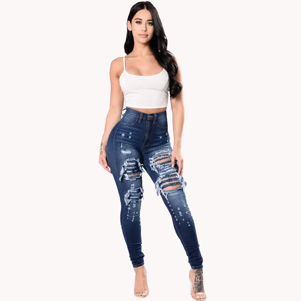 HOLE Denim Women 2025 High Waist Ripped Jeans for Women Skinny Black Pockets Jeans Woman Elastic Slim Jean Female Femme Pants - Image 7