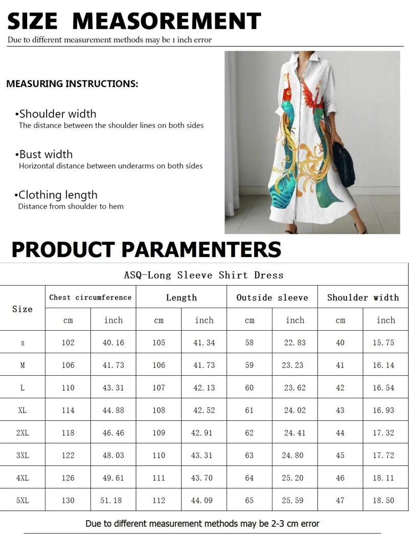 Holiday Summer Extra Long Dress Women's Fashion Long Sleeve Nightgown Vintage Printed V Neck Sundress Casual Loose Shirt Dresses - Image 6