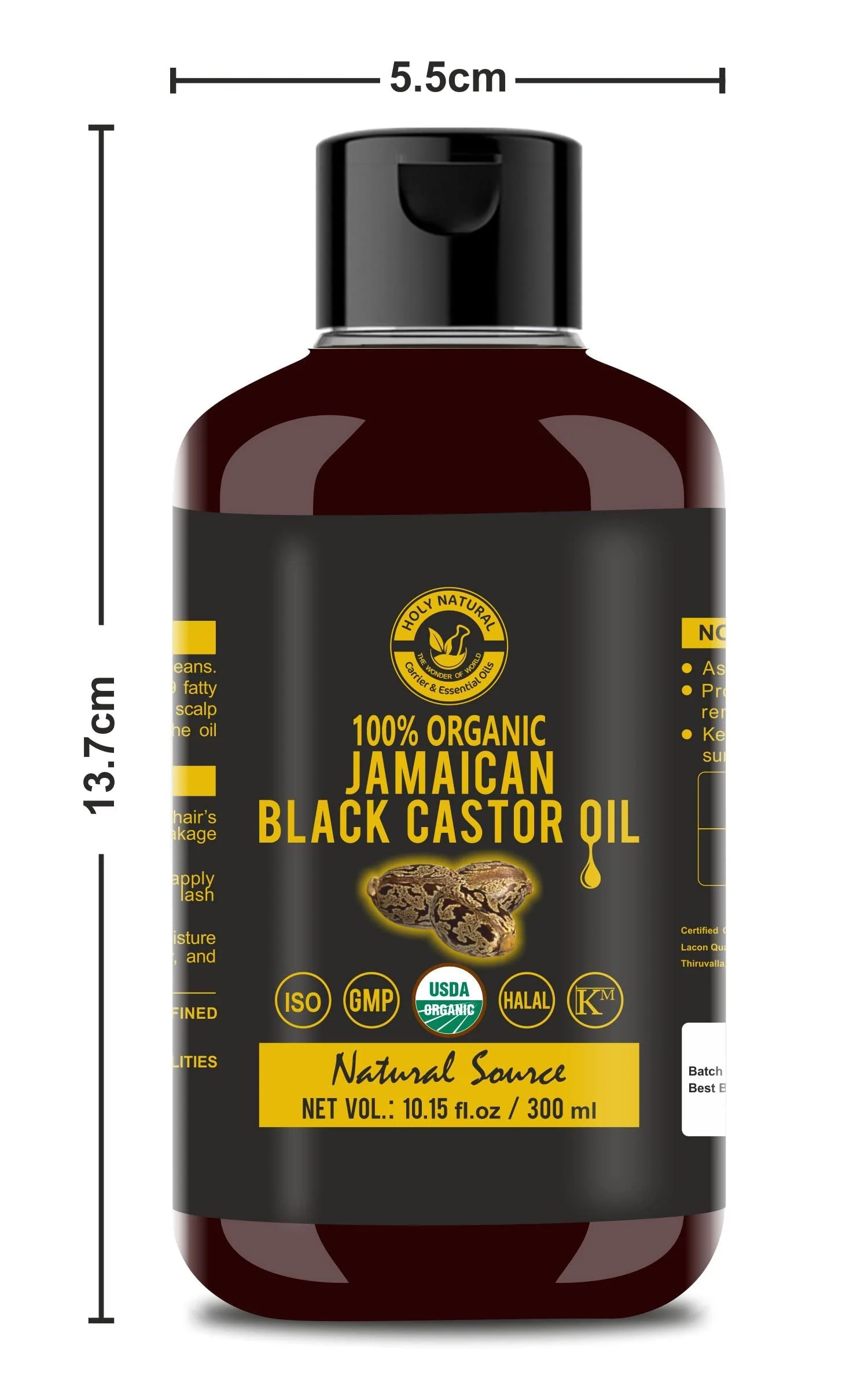 Holy Natural - The Wonder of World Jamaican Black Castor Oil 10.15 Fl Oz I Cold Pressed, Traditional Handmade with Typical and Traditional roasted castor beans smell (No Additive, No preservative) - Image 6