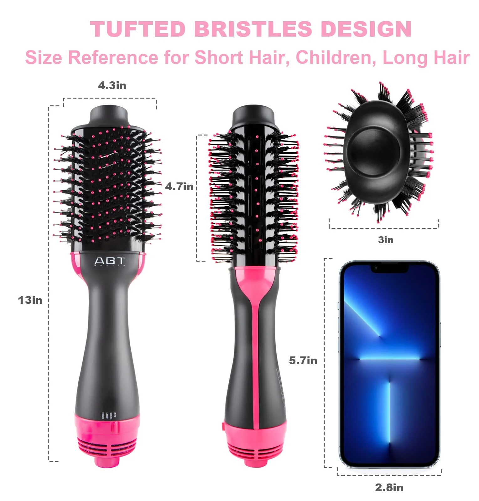 Hot Air Brush, 4 in 1 Hair Dryer Brush & Volumizer, One Step Blow Dryer Suitable for Straight and Curly Hair, Ceramic Coating Achieve Salon Styling at Home 1200W - Image 5