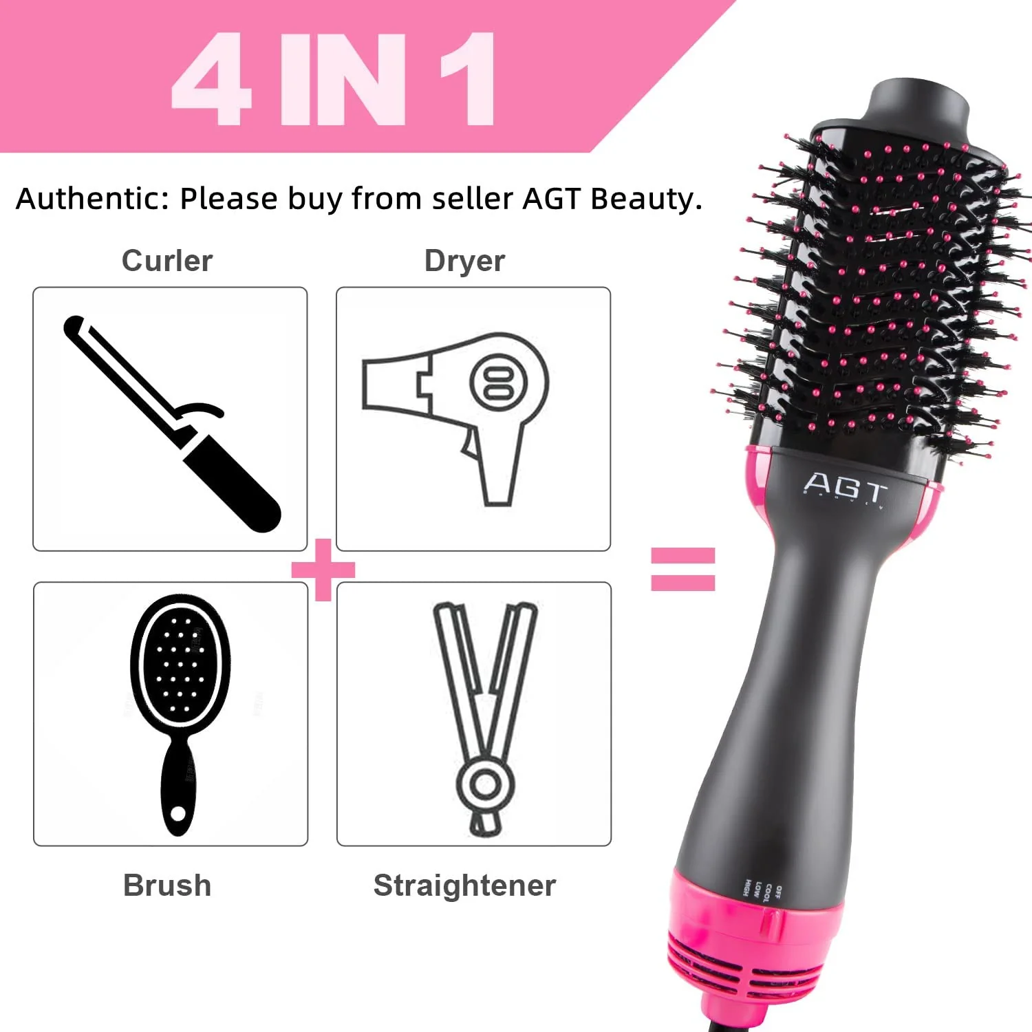 Hot Air Brush, 4 in 1 Hair Dryer Brush & Volumizer, One Step Blow Dryer Suitable for Straight and Curly Hair, Ceramic Coating Achieve Salon Styling at Home 1200W - Image 6