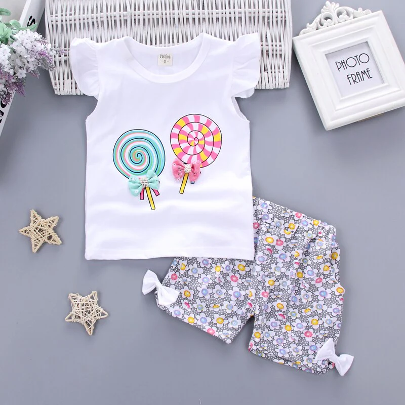 HOT Baby Girls Clothing Outfits Brand Summer Newborn Infant Sleeveless T-shirt Shorts 2pc/Sets Clothes Casual Sports Tracksuits - Image 4
