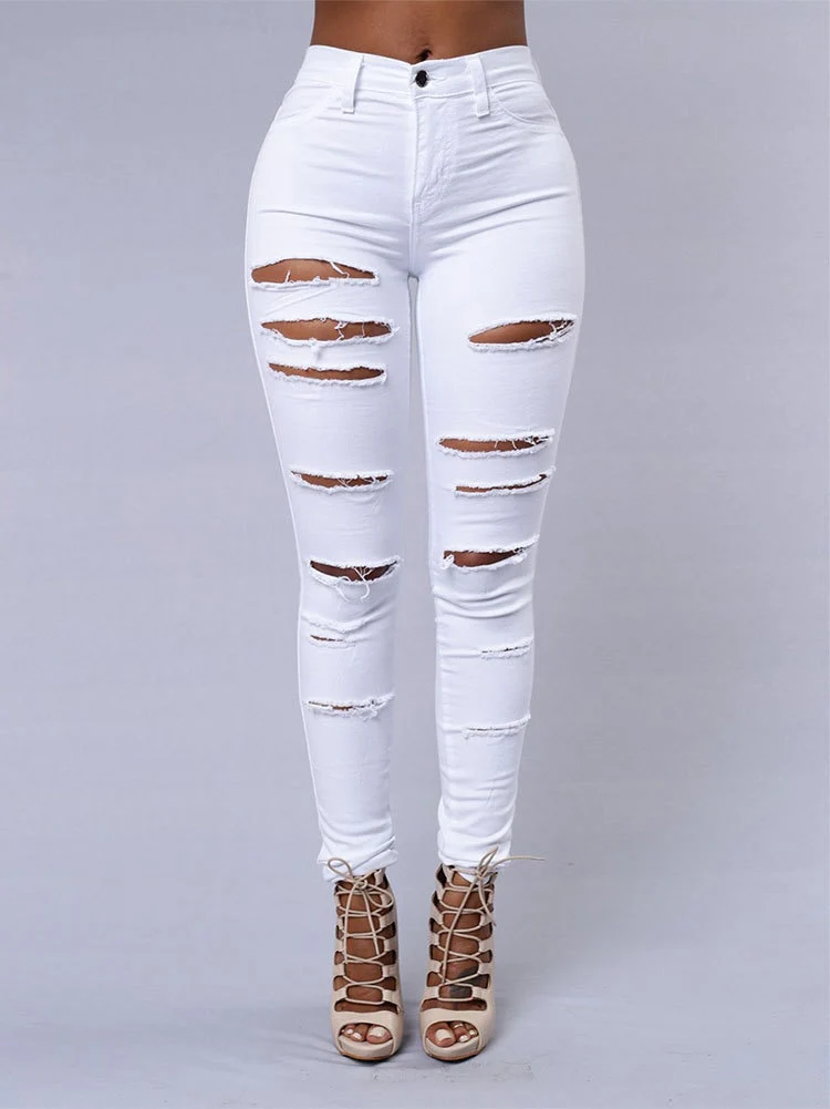 Hot sale ripped jeans for women sexy skinny denim jeans fashion street casual pencil pants female spring and summer clothing - Image 2