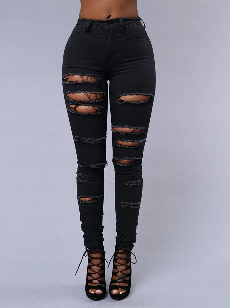 Hot sale ripped jeans for women sexy skinny denim jeans fashion street casual pencil pants female spring and summer clothing - Image 3
